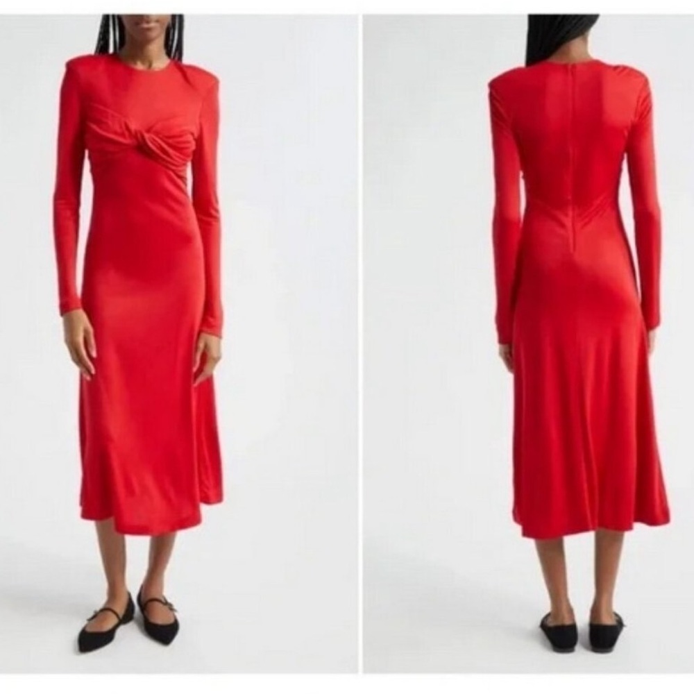 Farm Rio Twisted Cup Midi Red Dress
